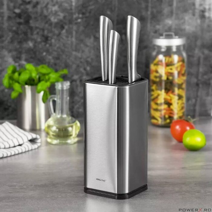 Suport pentru cuțite patrat, din inox, KingHoff
