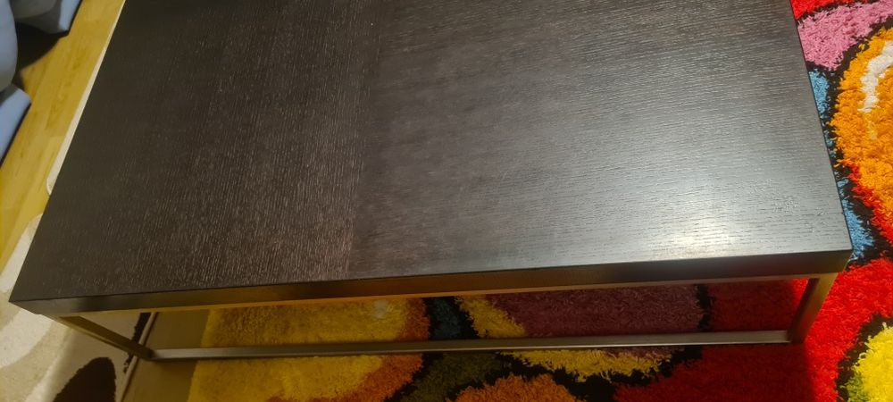 Masa de cafea, lemn + metal, joasa, 120x120cm, H35, blat 6cm Wenge