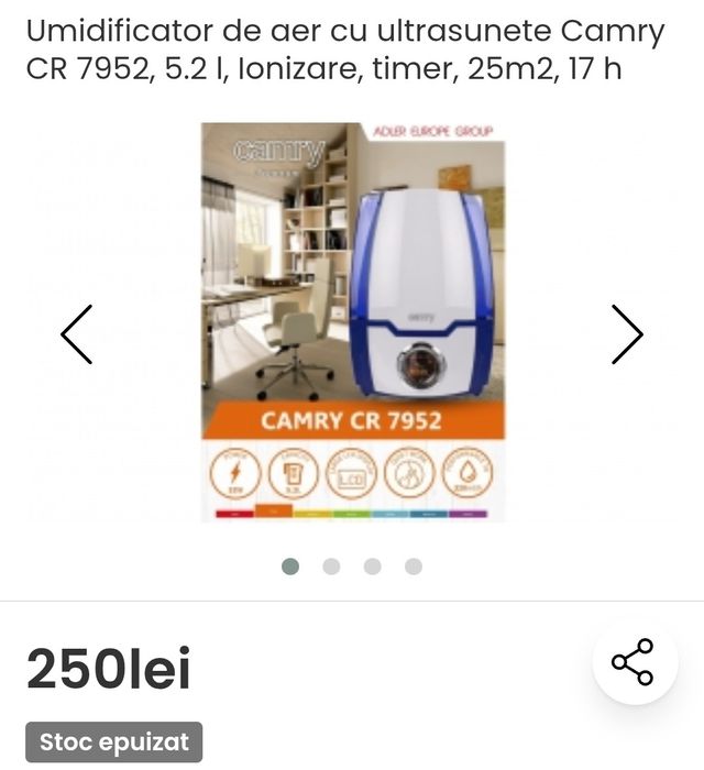 Umidificator de aer și iinizator Camry CR 7952.