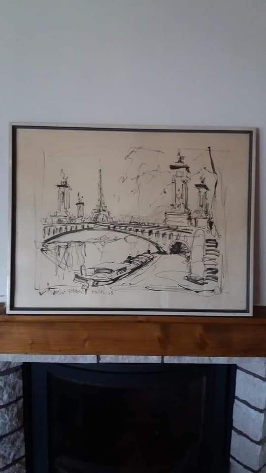 Desen Paris 1965, 70/50 cm, ramă de lemn