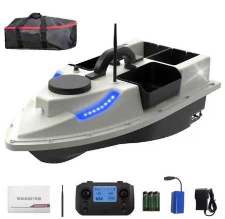 Лодка за захранка D19 GPS-100 точки 12000/18000mAh  сак LED светлини