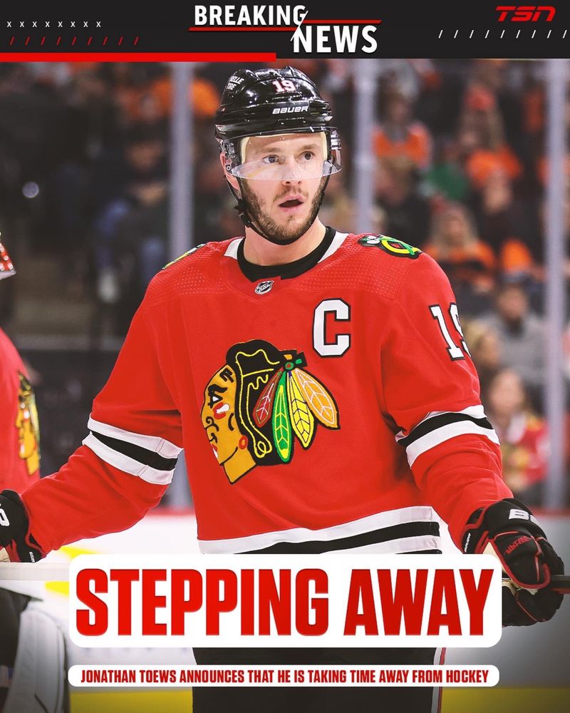 REEBOK : NHL Chicago Black Hawks #19 Jonathan Toews- Made in CANADA
