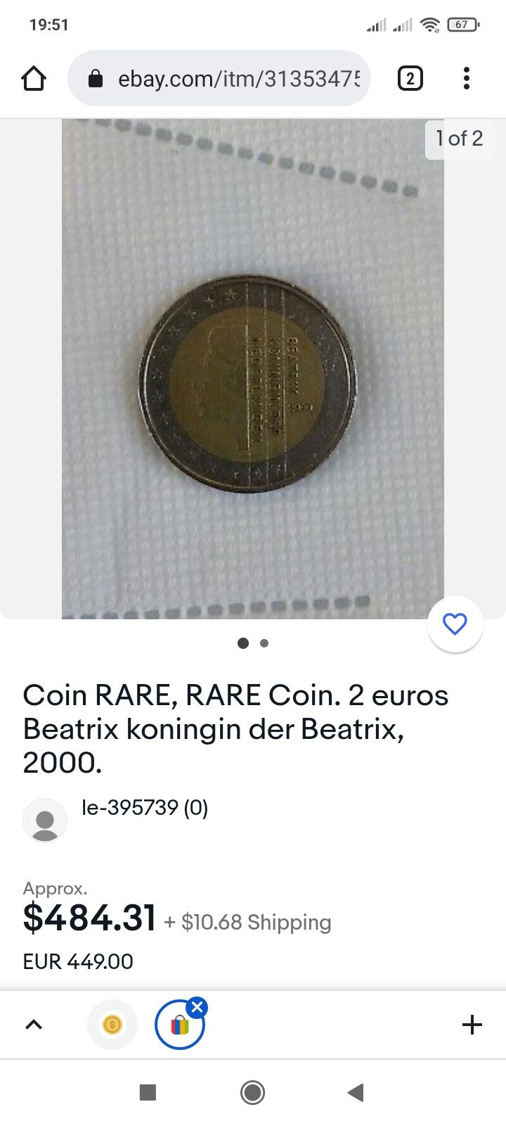 Moneda 2 euro extrem de rara!