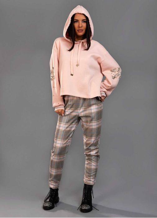 Бутиков панталон розово каре by Adelina Soltariyska, нов с етикет