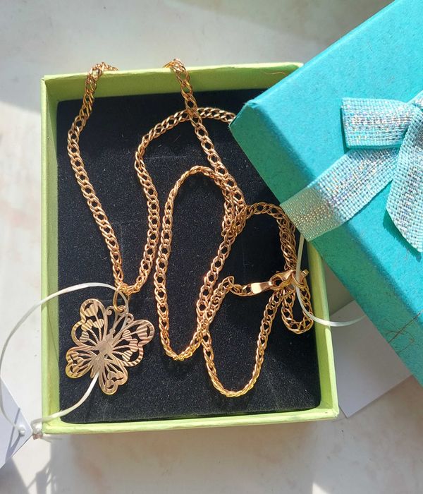 Золото цепь с кулоном красное золото