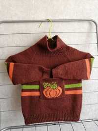 Детский свитер, вязаный вручную, новый