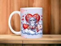 Cana personalizata, Cat, I love you, Ceramica, Alb, 350 ml