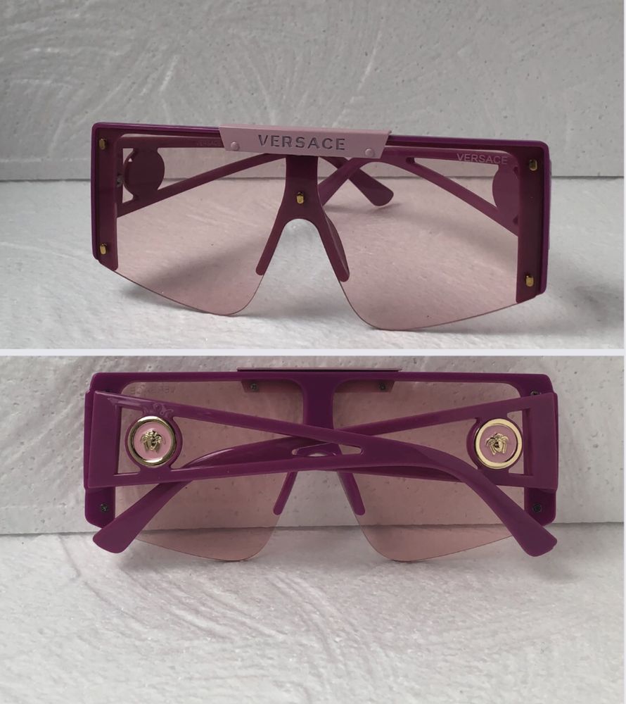 Versace Дамски прозрачни слънчеви очила маска розови VE 4393