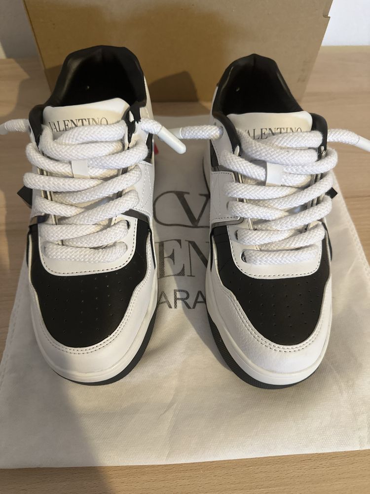 valentino garavani stud sneakers-white black edition