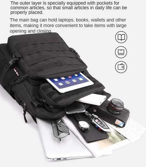 Rucsac Militar Tactic 4 compartimente impermeabil 40L Nylon 1000D Negr