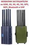 Мобилен заглушител за GSM, 2G, 3G, 4G, 5G, GPS, WiFi/Bluetooth и VHF