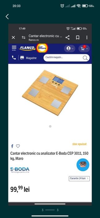 Cantar baie electronic cu analizator E-Boda CEP 3011, 150 kg, Maro