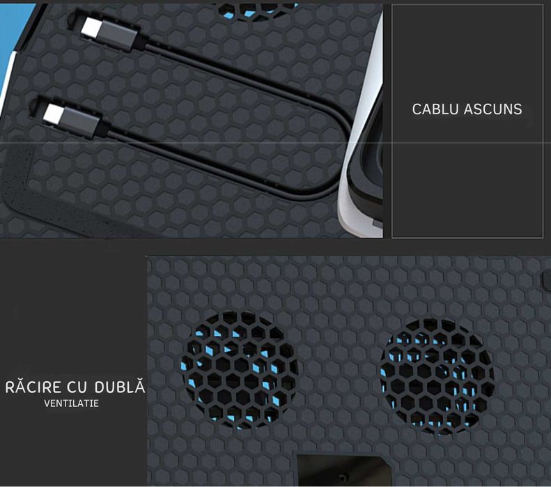 Stand racire cu 2 porturi de incarcare multifunctional pt PlayStation5
