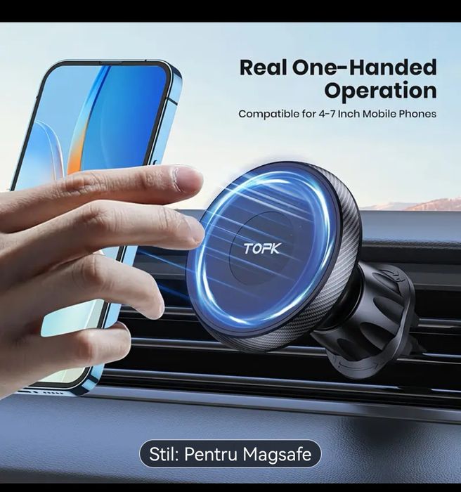 Suport auto magnetic TOPK MagSafe, prindere ventilație