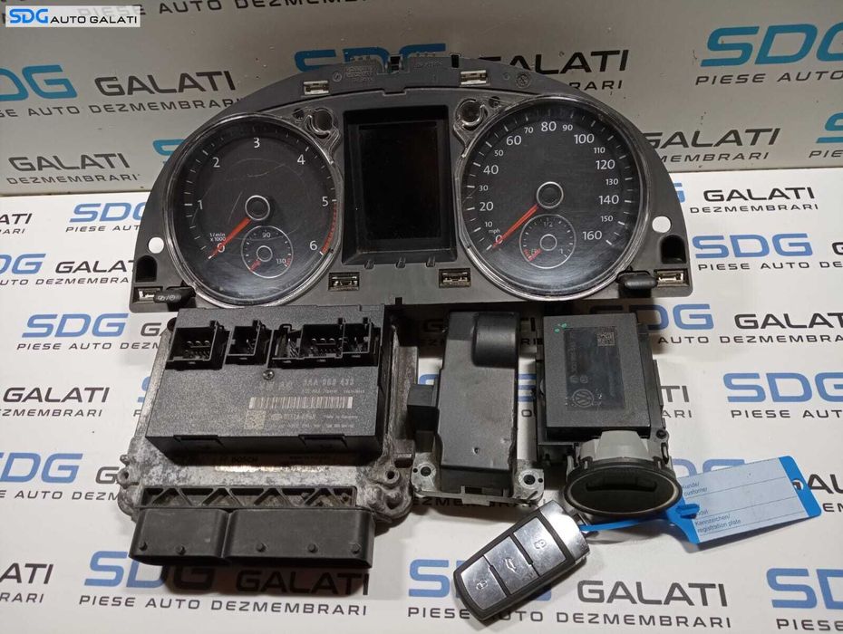 Kit Pornire ECU Calculator Motor Blocator Volan Calculator Confort Cip Cheie Cititor Cheie si Ceasuri Bord Volkswagen Passat B7 2.0 TDI 2010 - 2015 Cod 03L907309AE 3AA920970J 3AA959433B 3C0905843AD 3C0905861J [M3853] [M3854] [M3855] [M3856] [M3857]