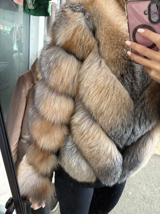 Палто от естествен косъм лисица и лама