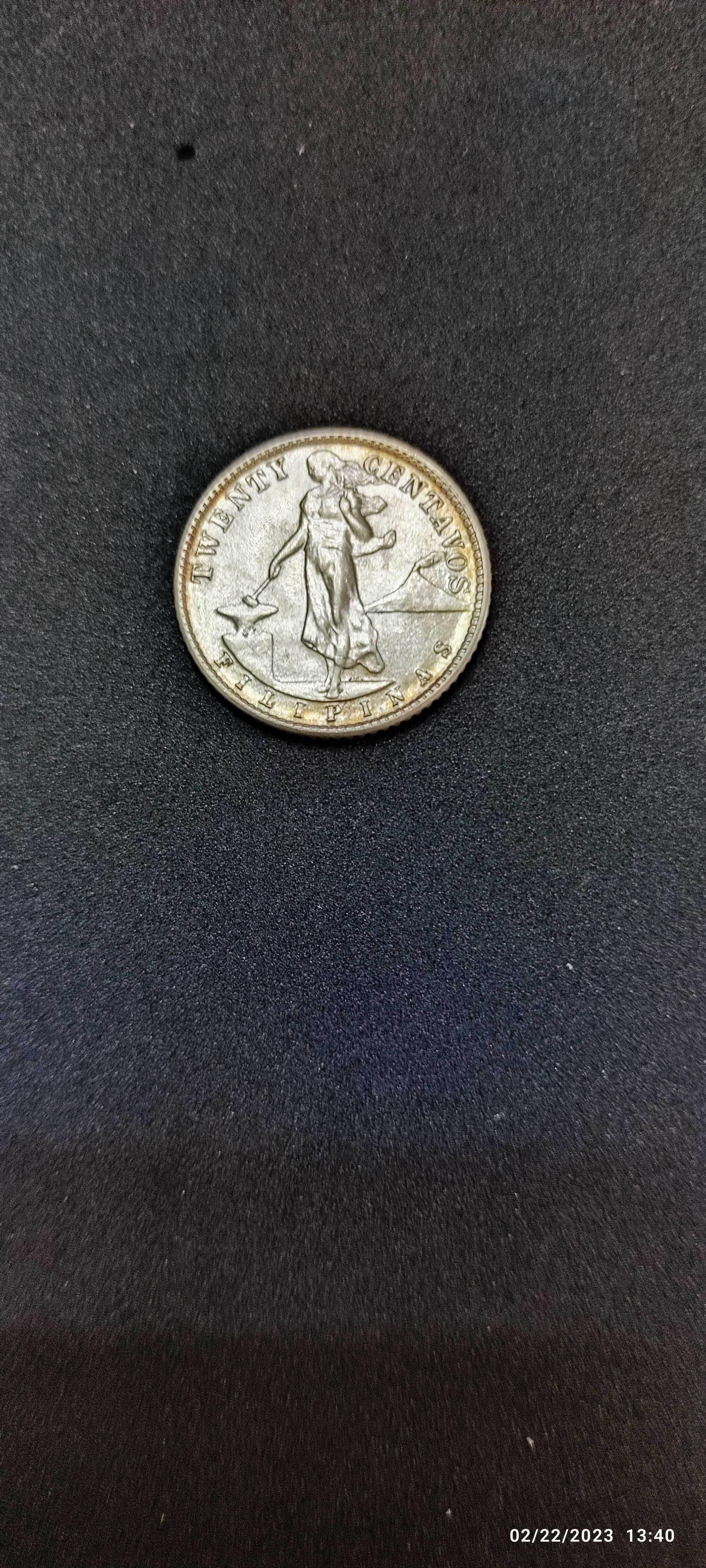 Moneda argint 20 Centavos, FILIPINE, 1944