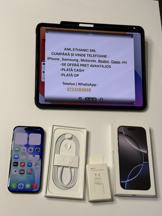 Iphone 16 PRO -30 cicluri -128 Gb -100% baterie - 11 Luni Garantie