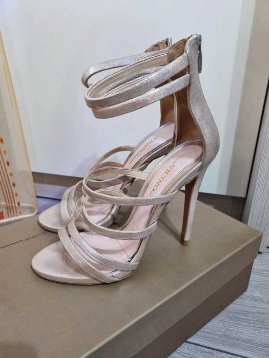Sandale cu toc Vicino, piele, mărimea 38