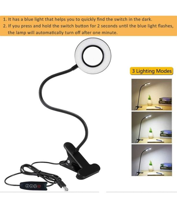 Lampa de birou LED, USB, negru, flexibila NOU NOUȚĂ