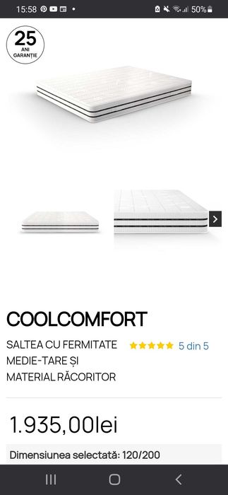 Saltea  noua Isleep Coolcomfort 120x200x22