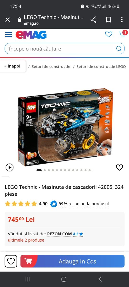 Vand set lego 42095 mașinuța cu telecomanda