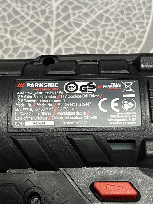 Винтоверт Parkside Performance 12V с батерия и зарядно