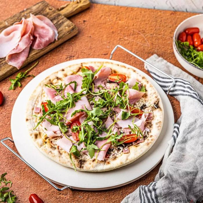 Tava pizza pentru coacere si servire, diametru 33 cm, alba, Klausberg