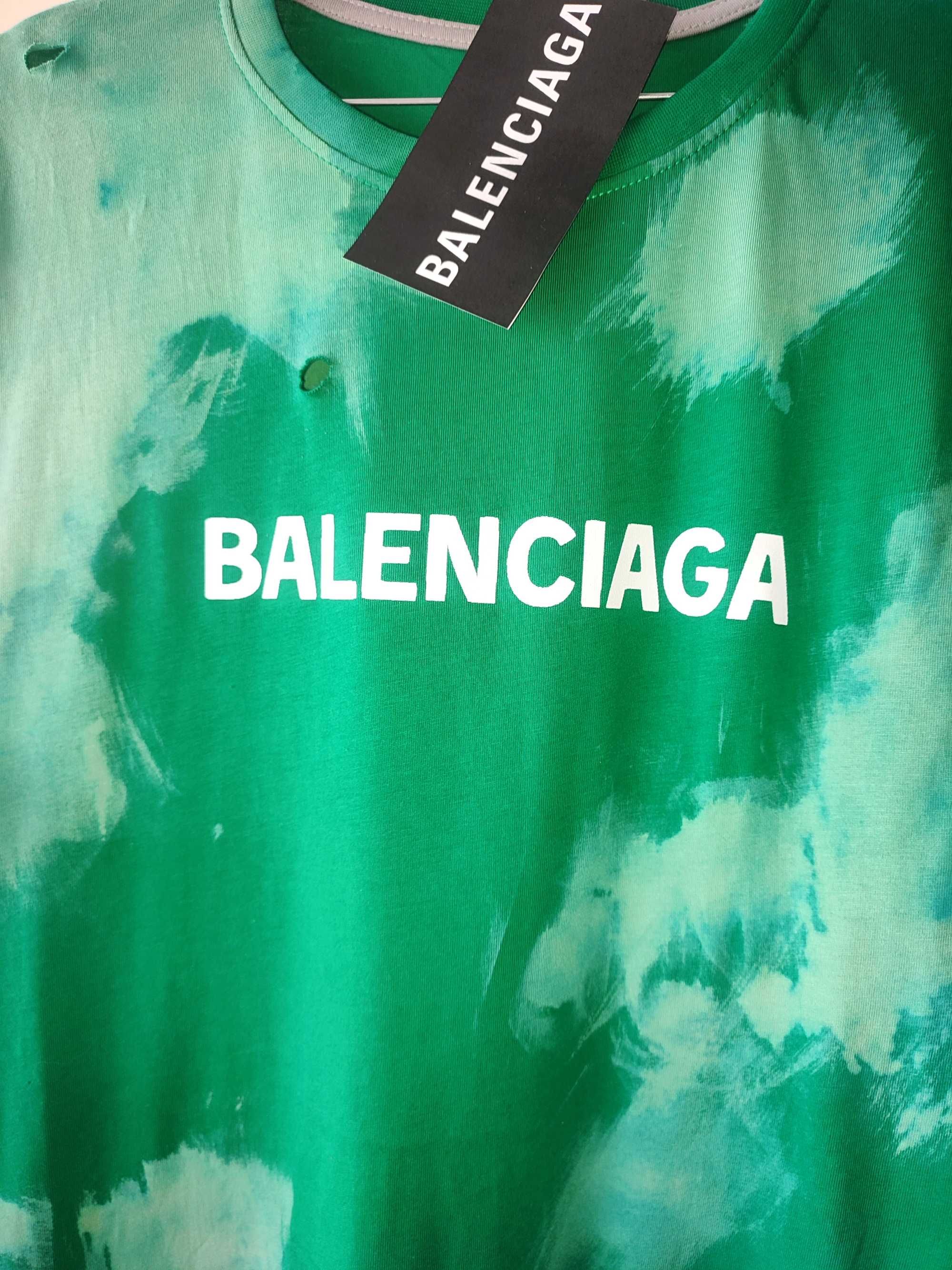 BALENCIAGA зелена мъжка тениска дизайнерска маркова , тениски
