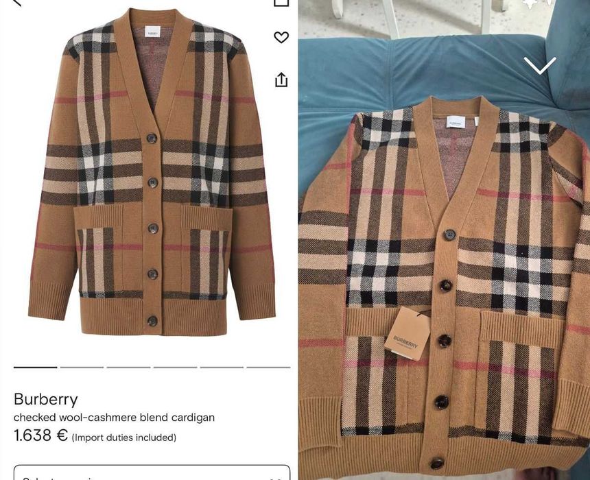 Cardigan Burberry din amestec de lână și cașmir 100% original