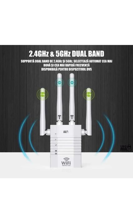 Amplificator Wireless Linomag, WiFi, 4 Antene, 240m, pana la 1200 Mbps