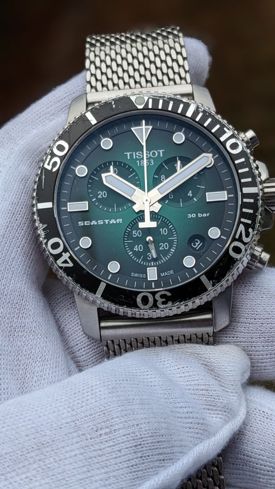 Tissot SeaStar 1000 Chronograph 45.5mm Green Dial/Milanese /Sapphire