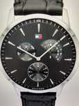 Tommy Hilfiger, Ceas cu functii multiple si curea de piele, Negru