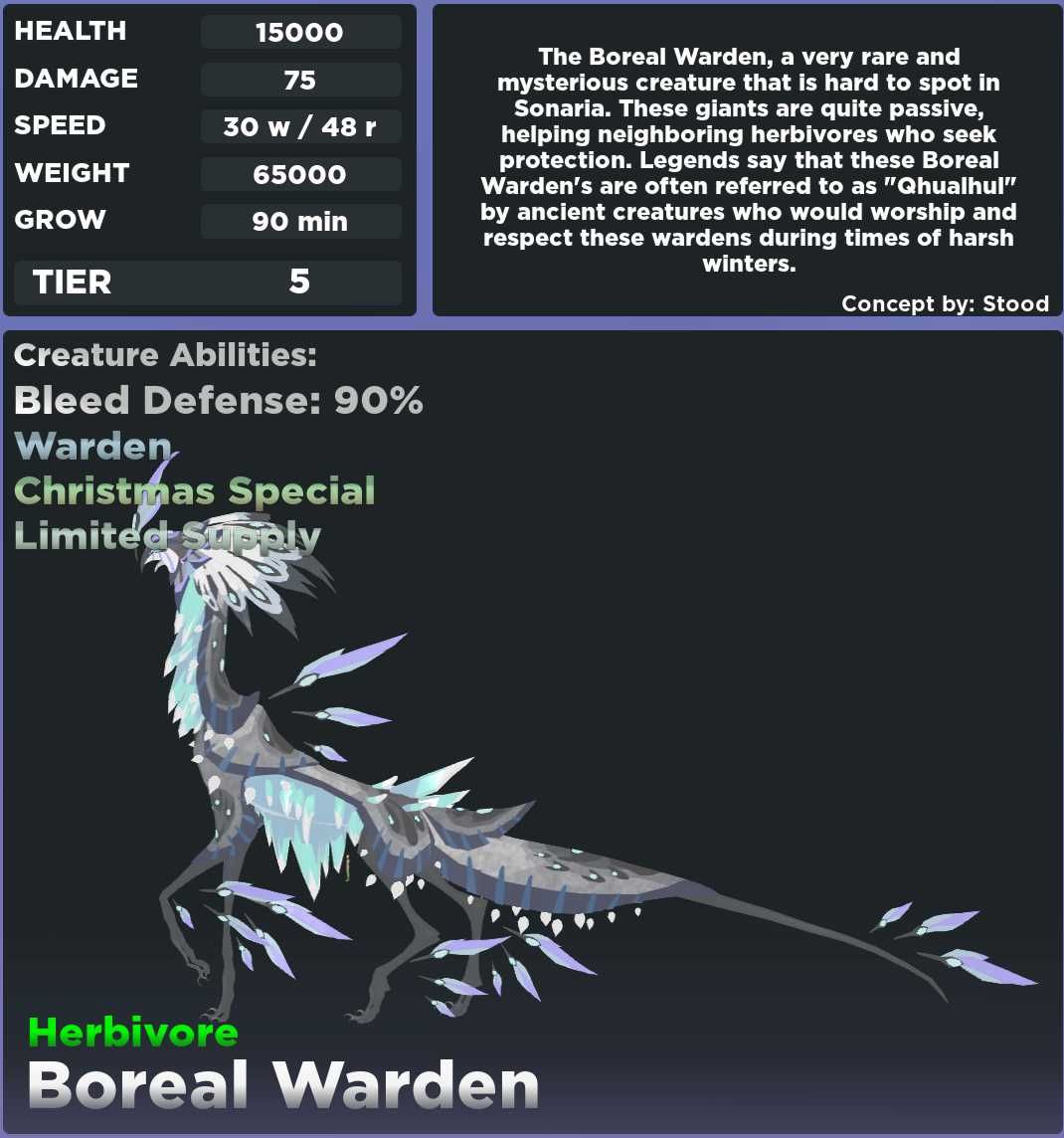 Boreal Warden из игры Creatures of Sonaria (ROBLOX)