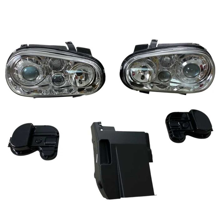 Тунинг Кристални фарове VW GOLF 4 (IV) R32 Хром, Лупа за къси