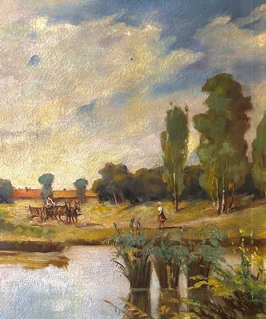 SUPERB -Tablou VECHI, ulei pe panza, MARE, 80x60cm+Rama, semnat