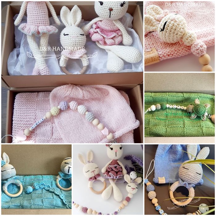 Ръчно плетени одеалца,шапчици,играчки,клипсове