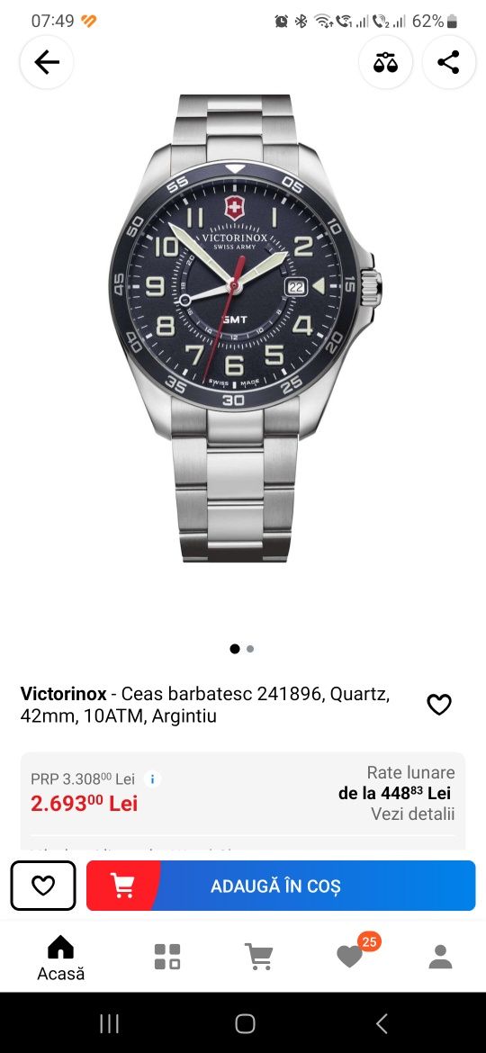 De vânzare Victorinox 241896, Quartz, 42mm, 10ATM, Ar