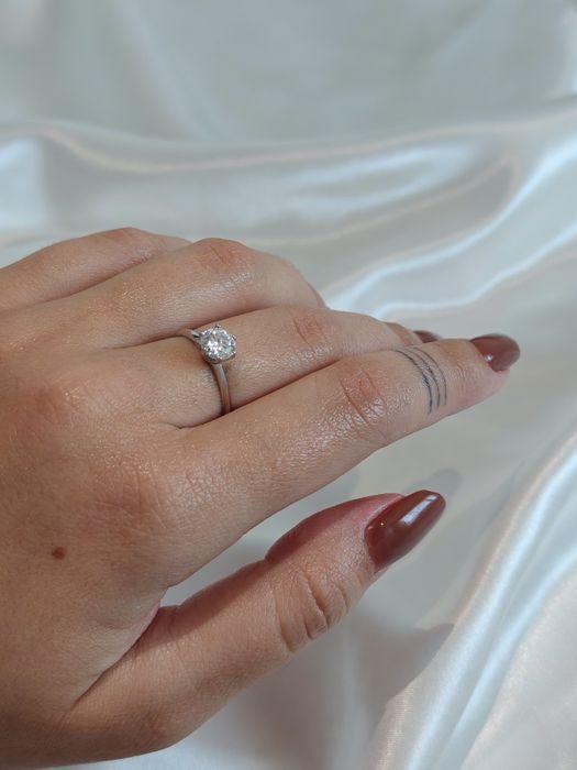 Inel 1ct Moissanite tip diamant din Argint 925 - ajustabil cu piatră