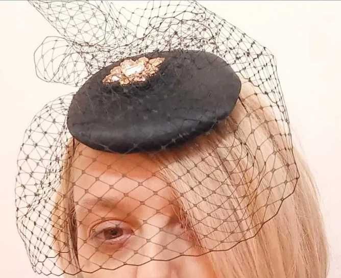 Toca voaleta Josephine mătase cu cristale Swarovski