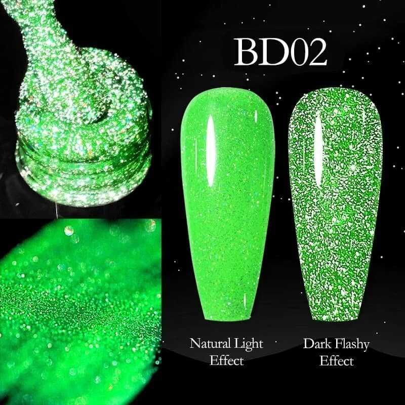 Venalisa светещ блестящ гел лак неон / серия Reflective Glitter