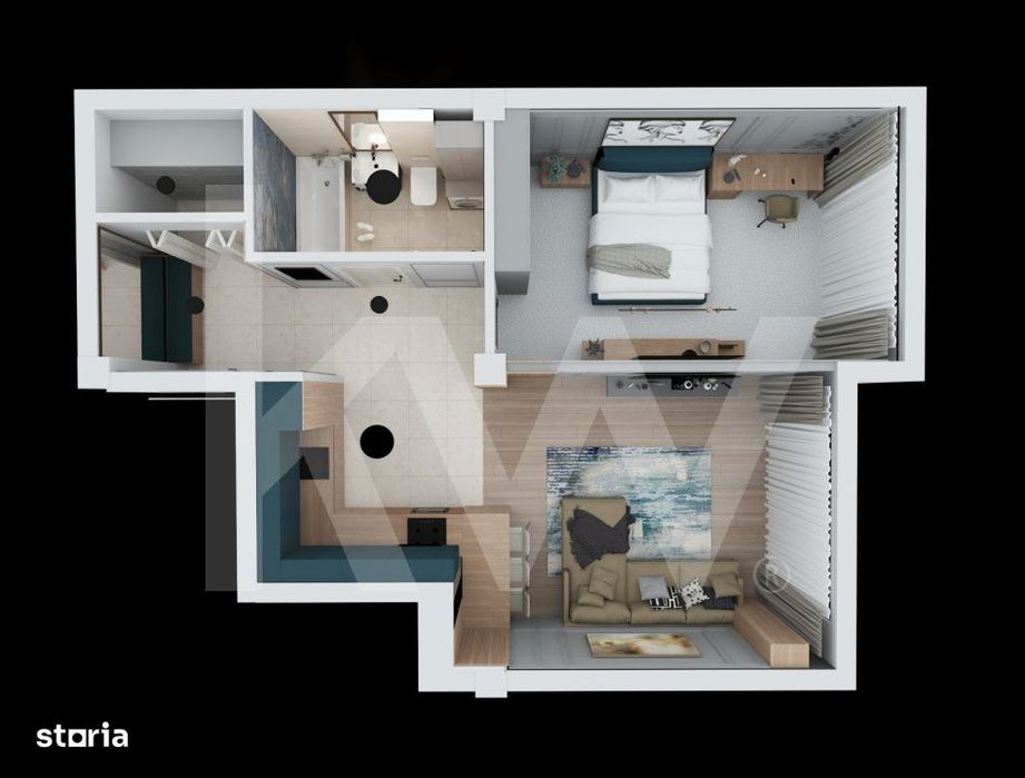 Apartament 2 camere 61,34 mp