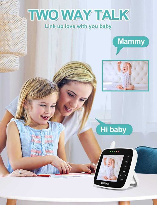 ЧИСТО НОВ PTZ бебефон OBVHNUA 3.5-инча 300 метра обхват, без WIFI ...