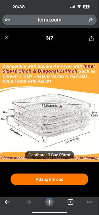 Cosuri air fryer otel inoxidabil