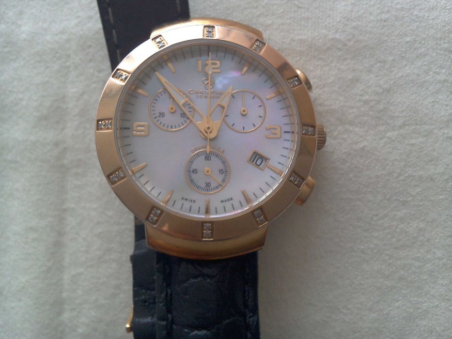 Ceas cronograf placat aur, diamante - NATURALE- "Cristina Diamonds"