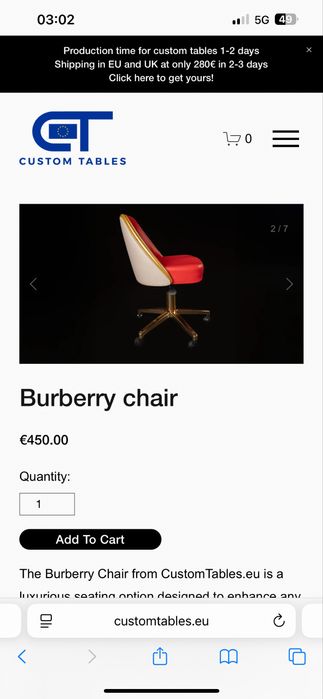 Scaune Poker Burberry customizate CustomTables.eu stoc