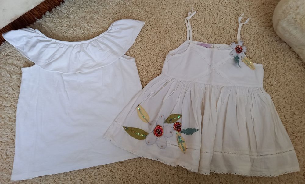 Set bluzițe Monsoon și H&M copii/fete 9 ani bumbac tricou/maiou