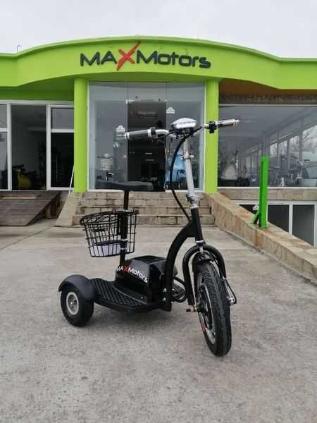 Черна Електрическа триколка нов модел MaXmotors с 1 год гаранция