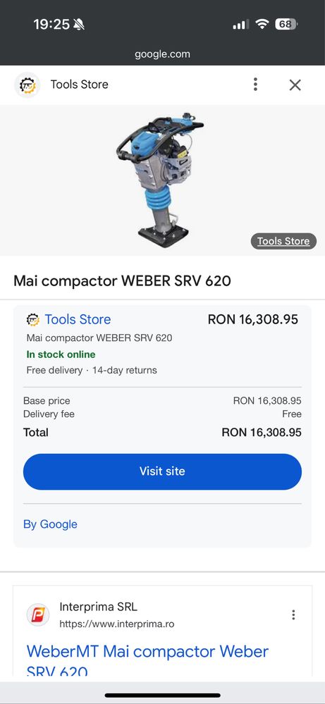 Mai Compactor WEBER SVR620, 70kg, motor Honda GXR120