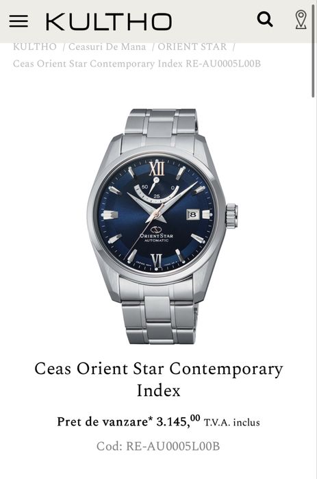 Ceas automatic Orient Star Contemporary, RE-AU0005L00B, safir, 100m